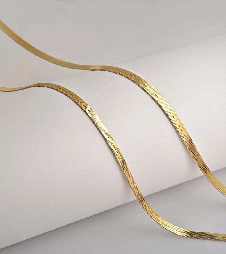Herringbone Chain Necklace | 18K Gold Filled