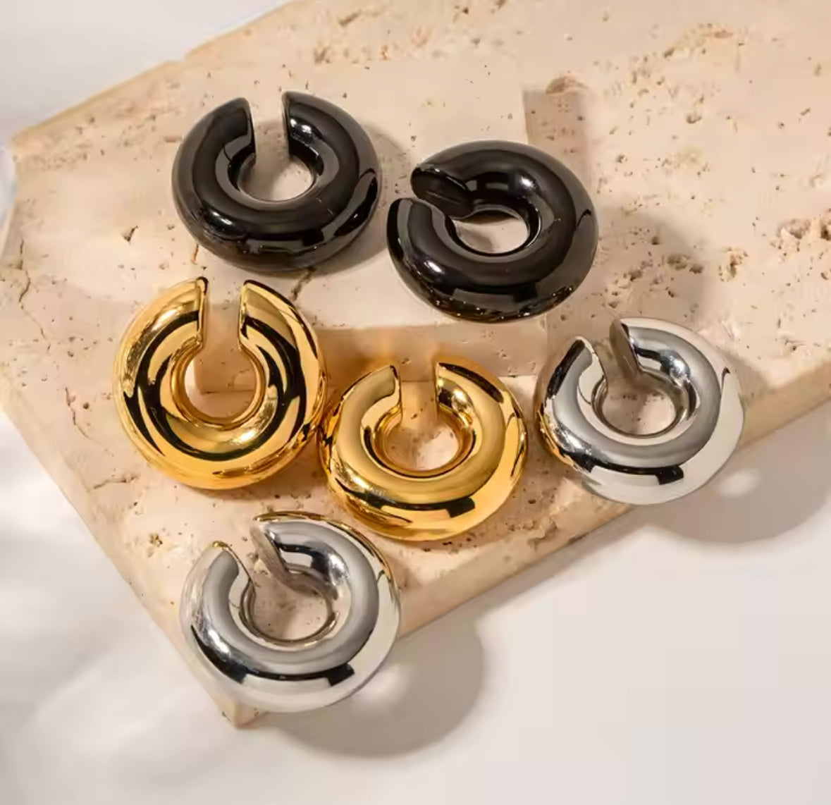 Gold Stainless Steel Ear Cuff Earrings