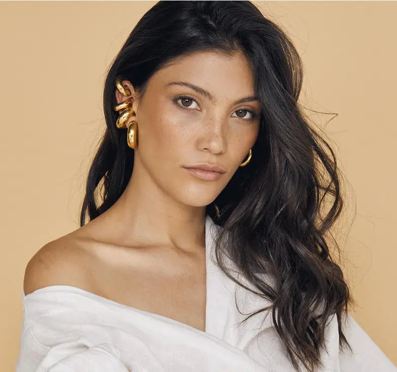 Gold Stainless Steel Ear Cuff Earrings